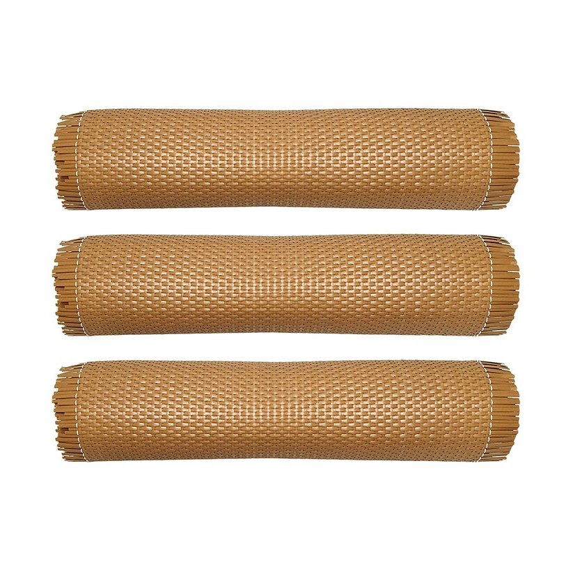 Mat Rotan PE Cross Plain Weave Coffee foto produk 5